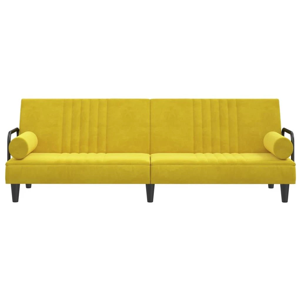Sofa-lova su porankiais, geltonos spalvos, aksomas