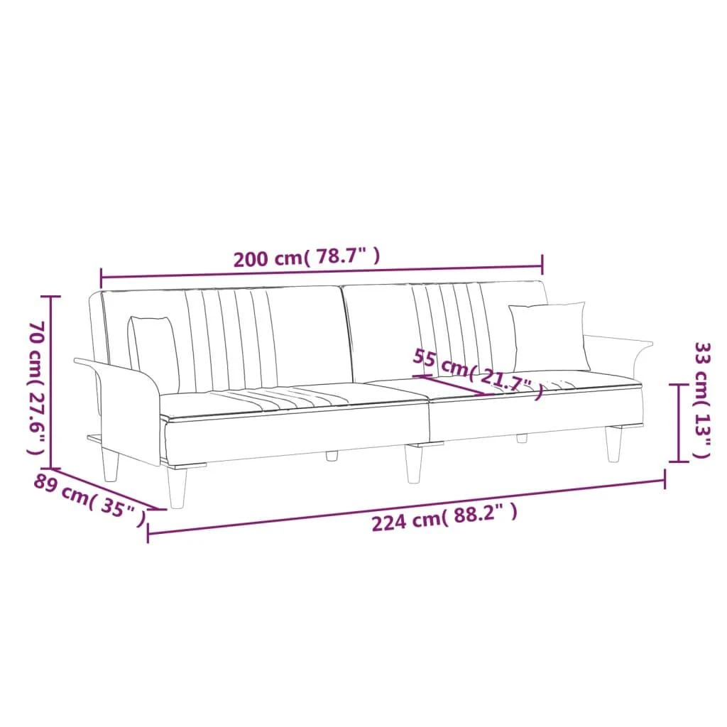 Sofa-lova su porankiais, juodos spalvos, audinys