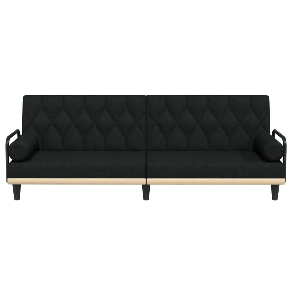 Sofa-lova su porankiais, juodos spalvos, audinys