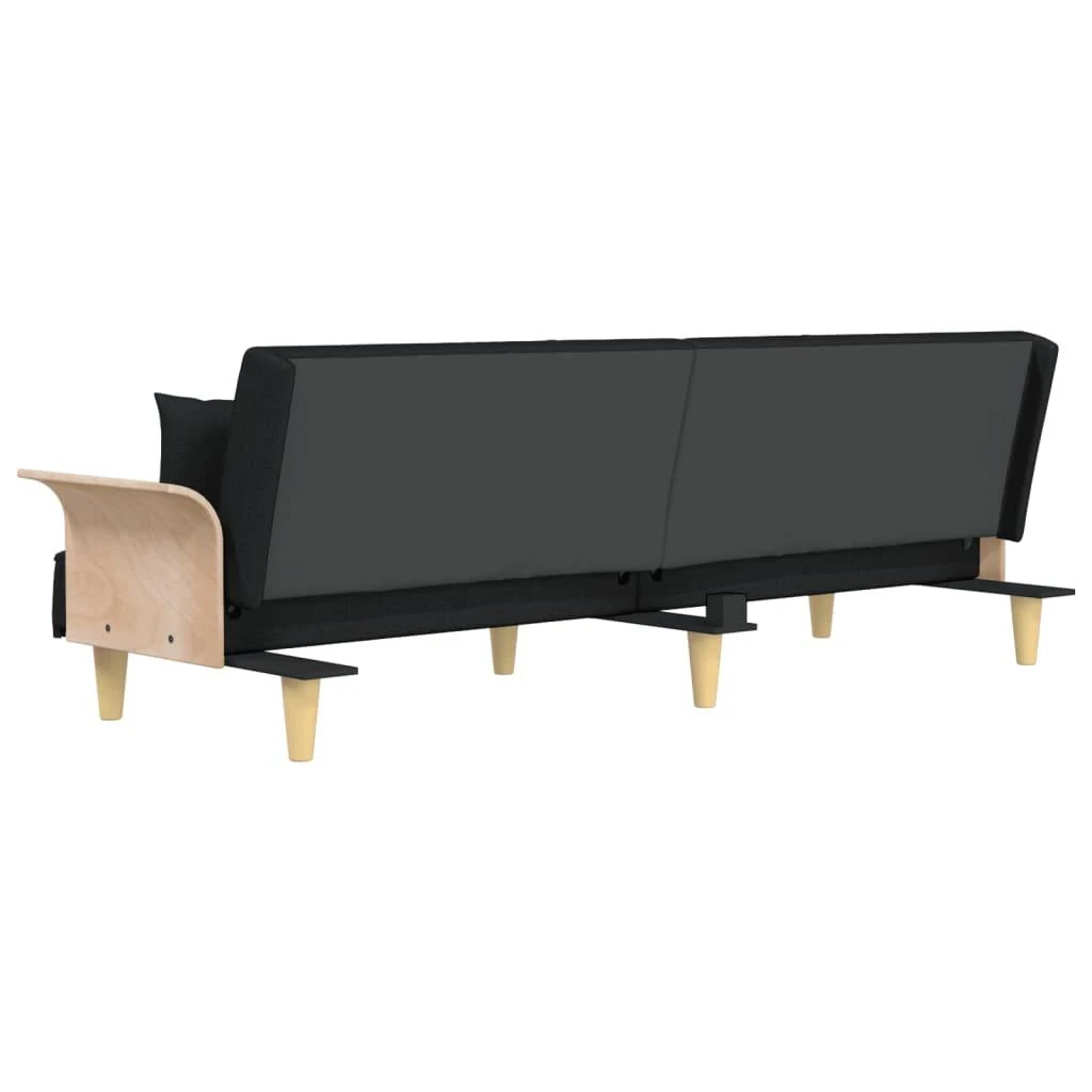Sofa-lova su porankiais, juodos spalvos, audinys