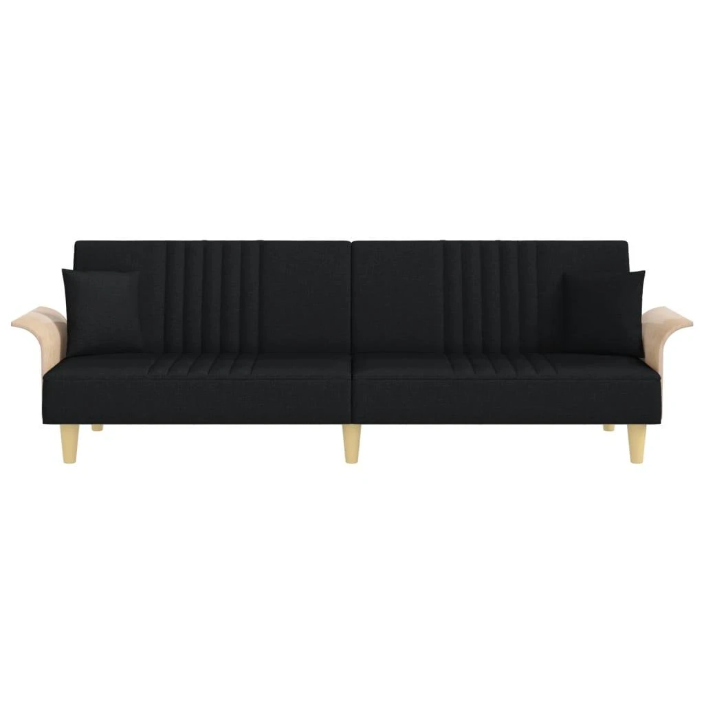 Sofa-lova su porankiais, juodos spalvos, audinys