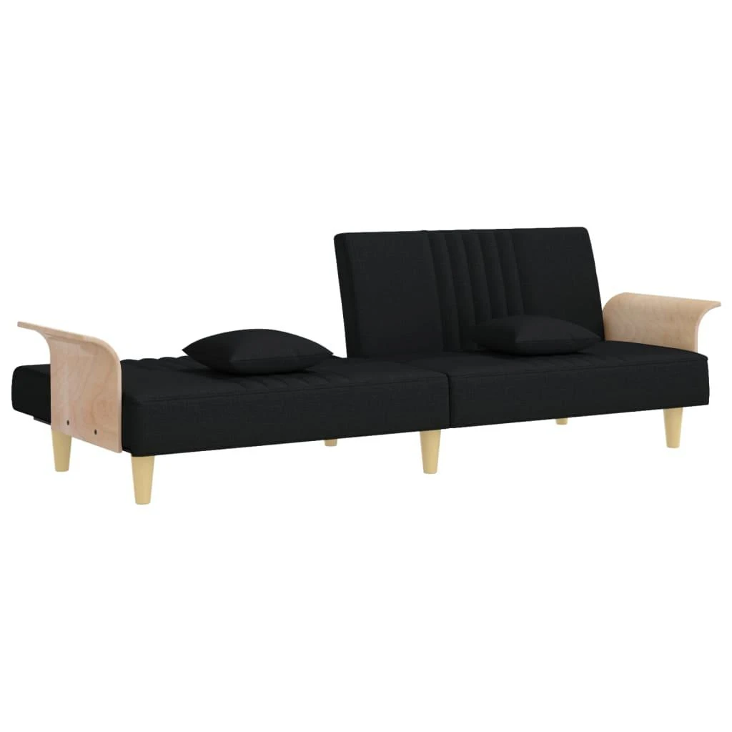 Sofa-lova su porankiais, juodos spalvos, audinys