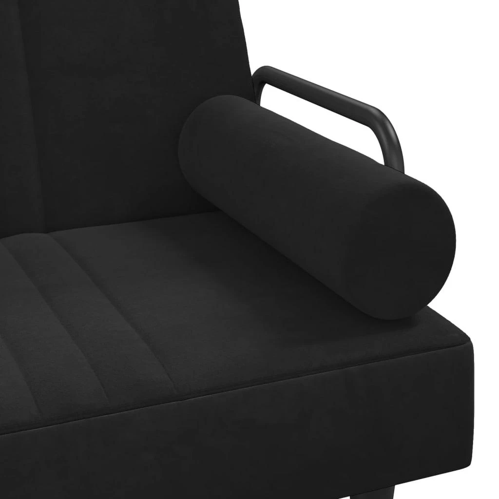 Sofa-lova su porankiais, juodos spalvos, aksomas