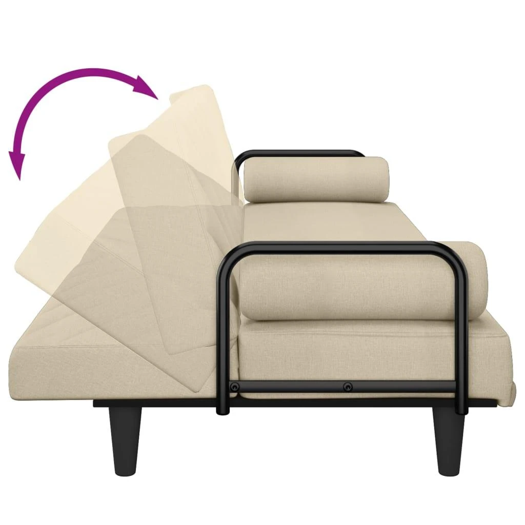 Sofa-lova su porankiais, kreminės spalvos, audinys