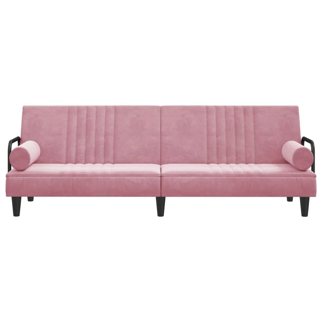Sofa-lova su porankiais, rožinės spalvos, aksomas