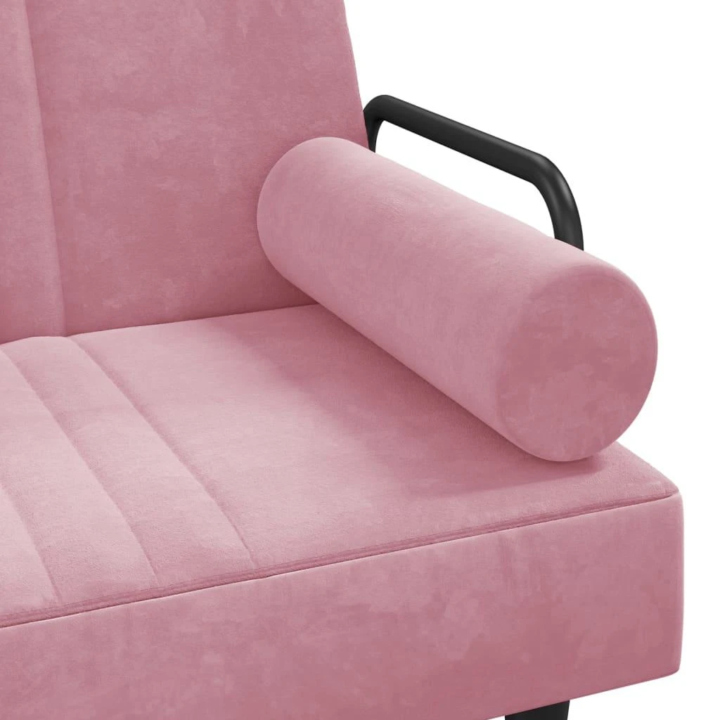 Sofa-lova su porankiais, rožinės spalvos, aksomas