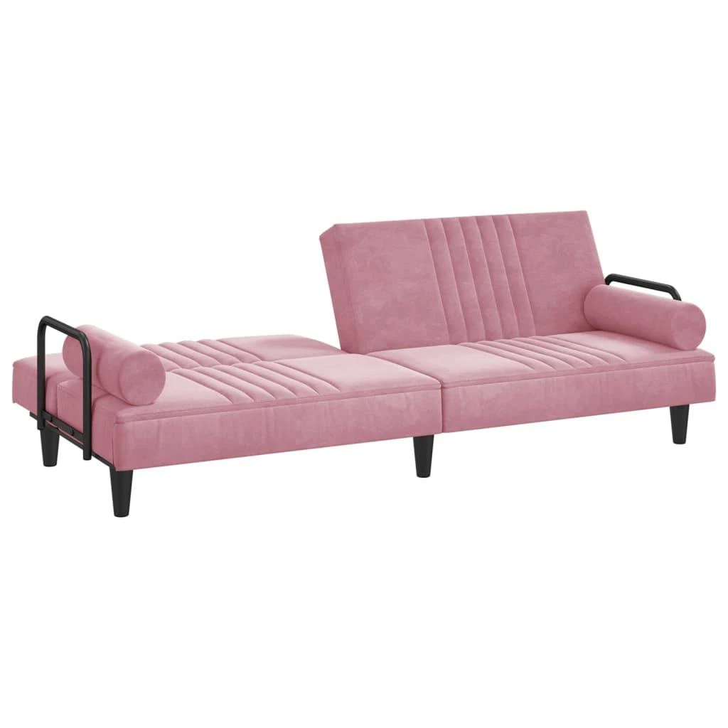 Sofa-lova su porankiais, rožinės spalvos, aksomas