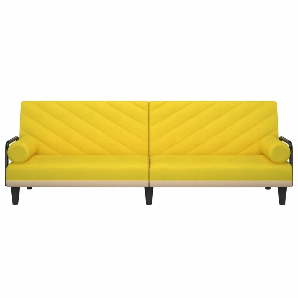 Sofa-lova su porankiais, šviesiai geltonos spalvos, audinys