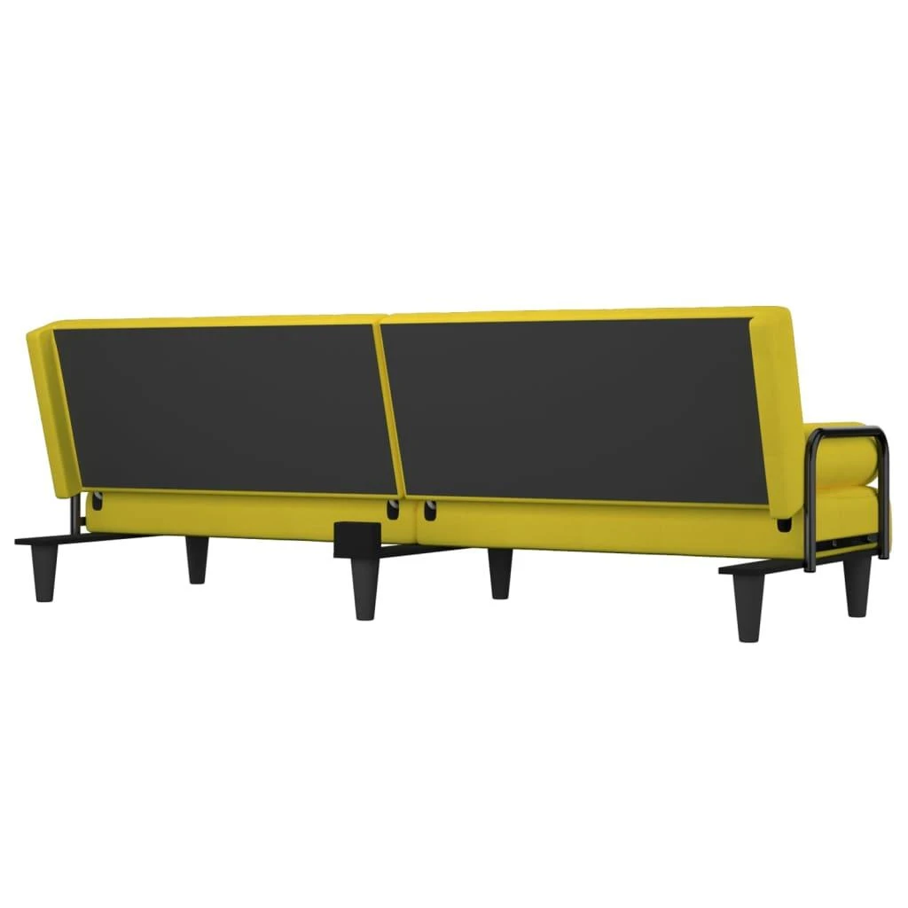 Sofa-lova su porankiais, šviesiai geltonos spalvos, audinys