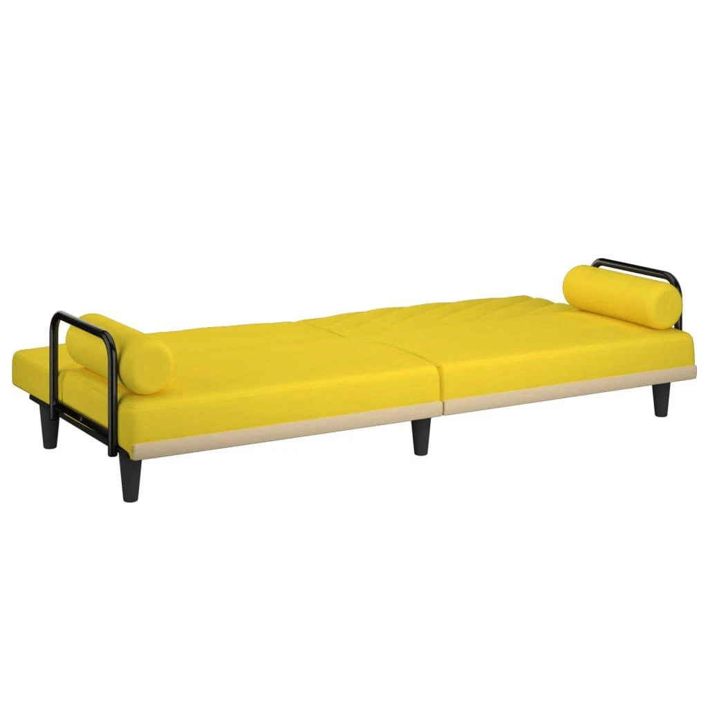 Sofa-lova su porankiais, šviesiai geltonos spalvos, audinys
