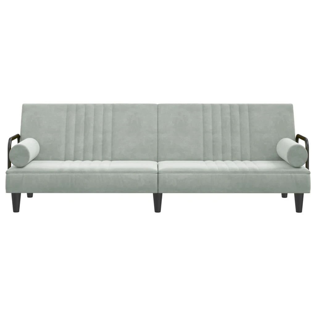 Sofa-lova su porankiais, šviesiai pilkos spalvos, aksomas