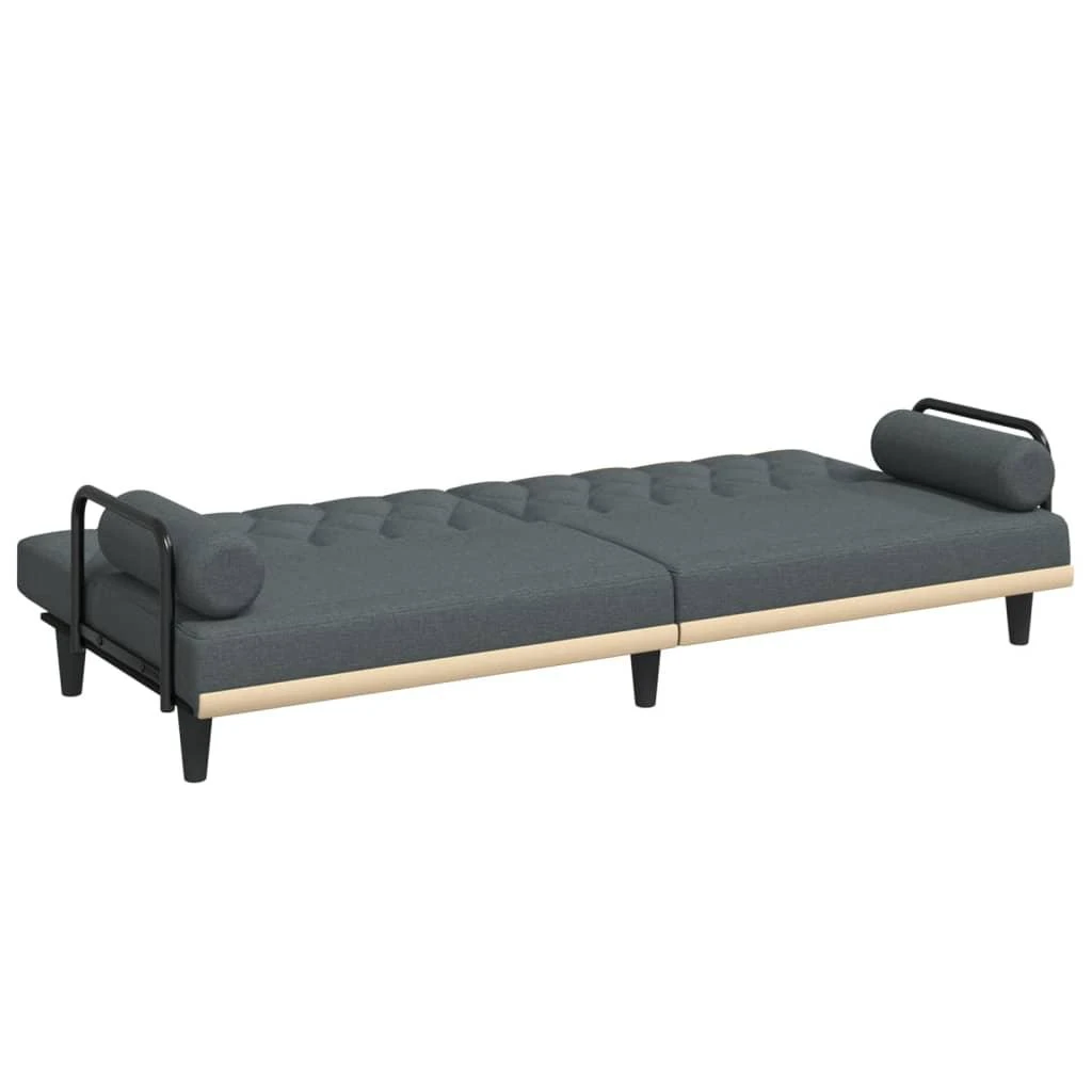Sofa-lova su porankiais, tamsiai pilkos spalvos, audinys