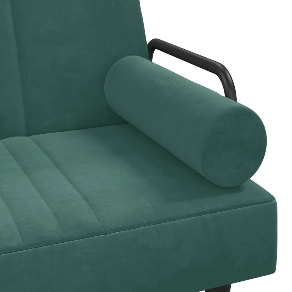 Sofa-lova su porankiais, tamsiai žalios spalvos, aksomas