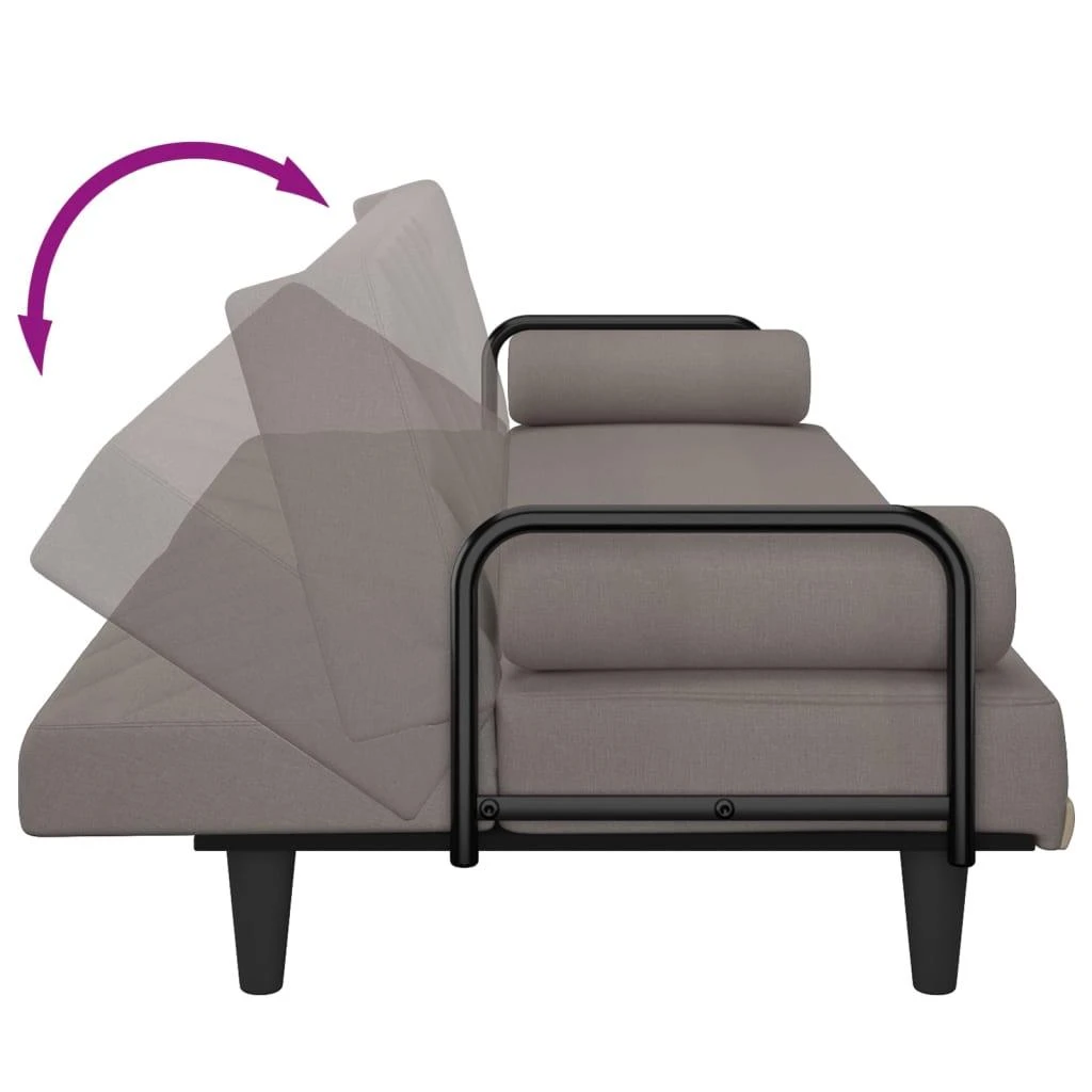 Sofa-lova su porankiais, taupe spalvos, audinys