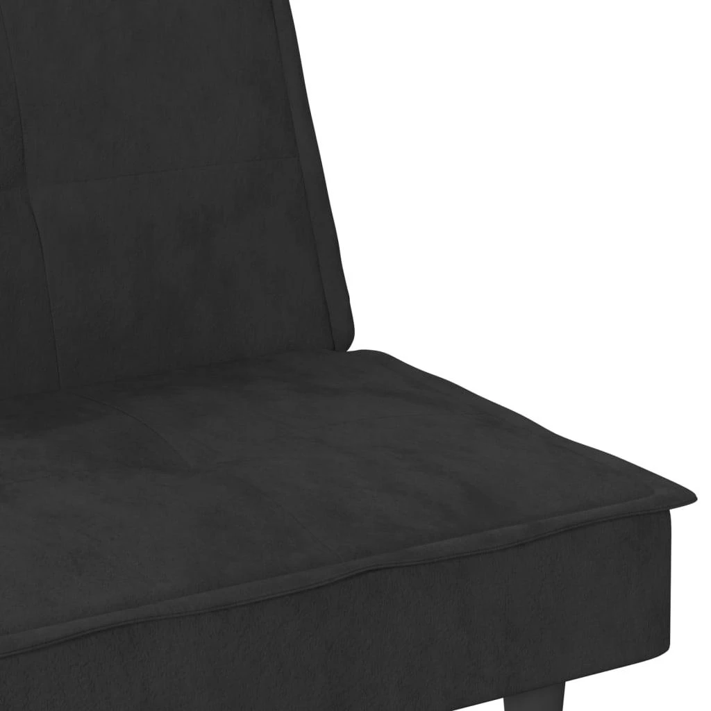 Sofa-lova su puodelių laikikliais, juodos spalvos, aksomas