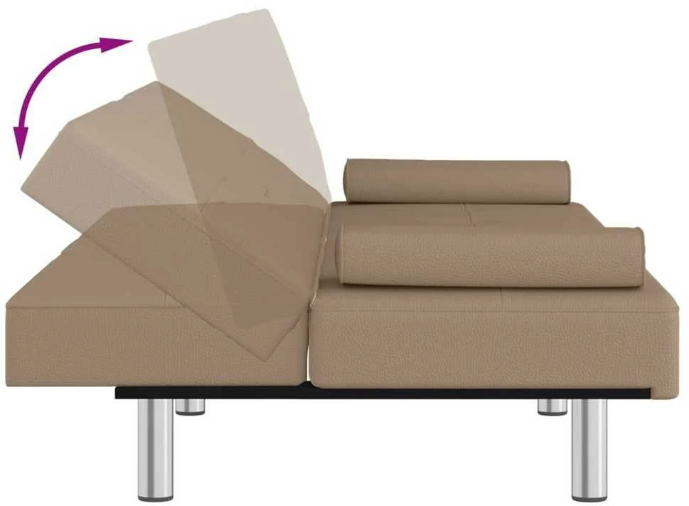 Sofa-lova su puodelių laikikliais, kapučino, dirbtinė oda