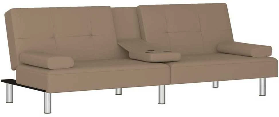 Sofa-lova su puodelių laikikliais, kapučino, dirbtinė oda