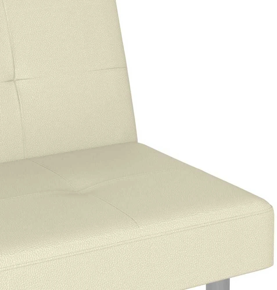 Sofa-lova su puodelių laikikliais, kreminė, dirbtinė oda