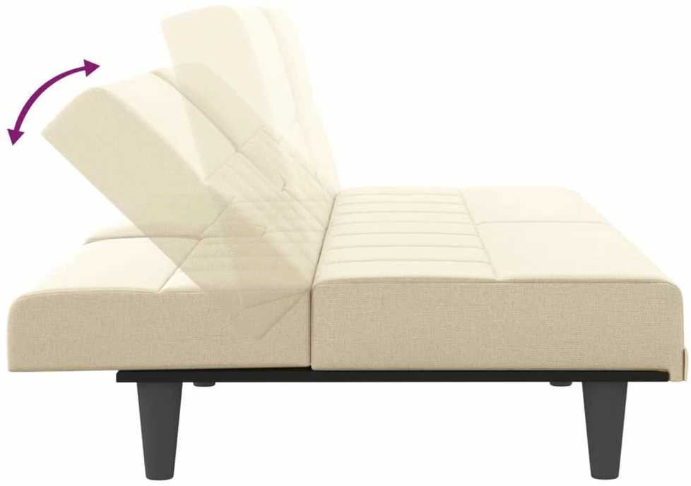 Sofa-lova su puodelių laikikliais, kreminės spalvos, audinys