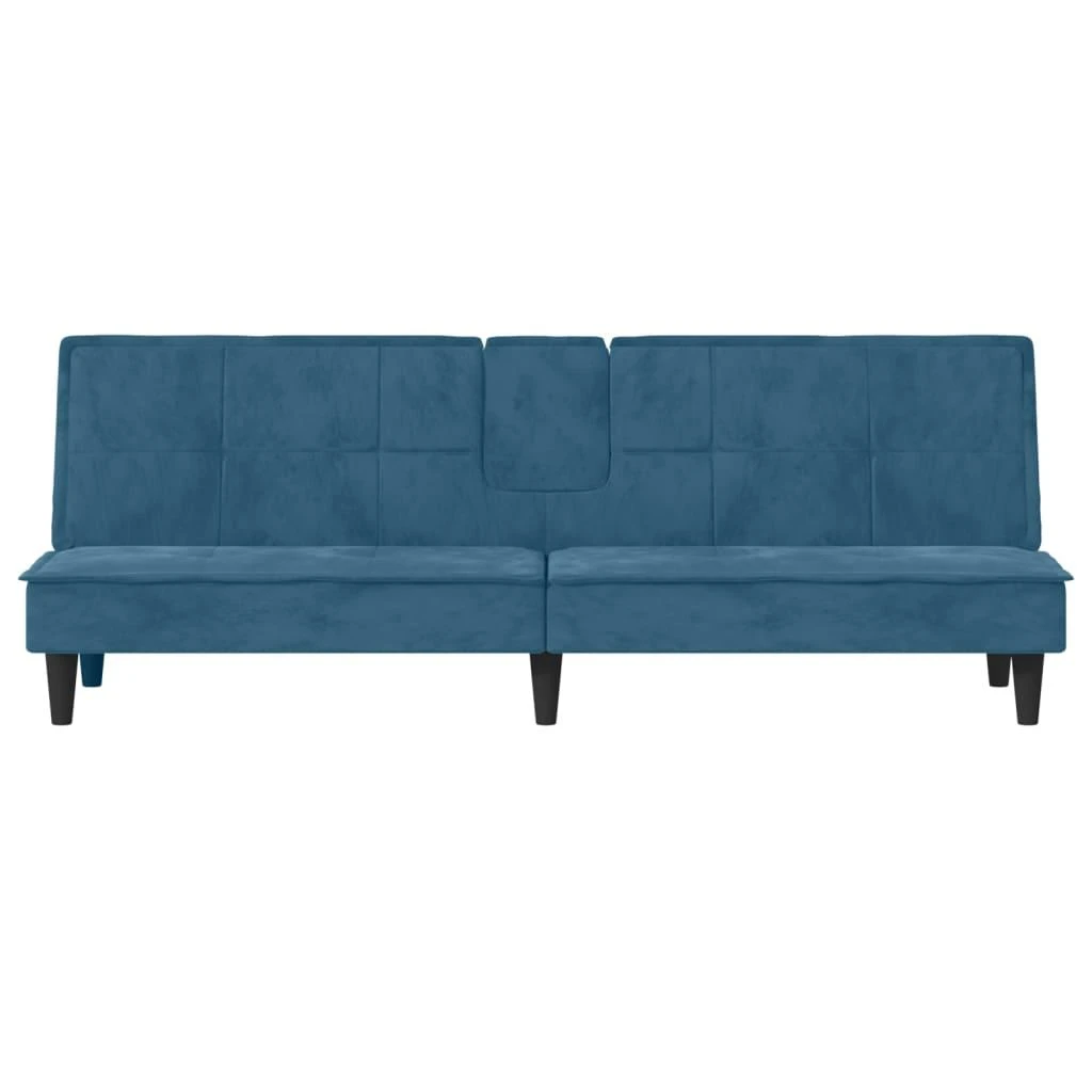 Sofa-lova su puodelių laikikliais, mėlynos spalvos, aksomas