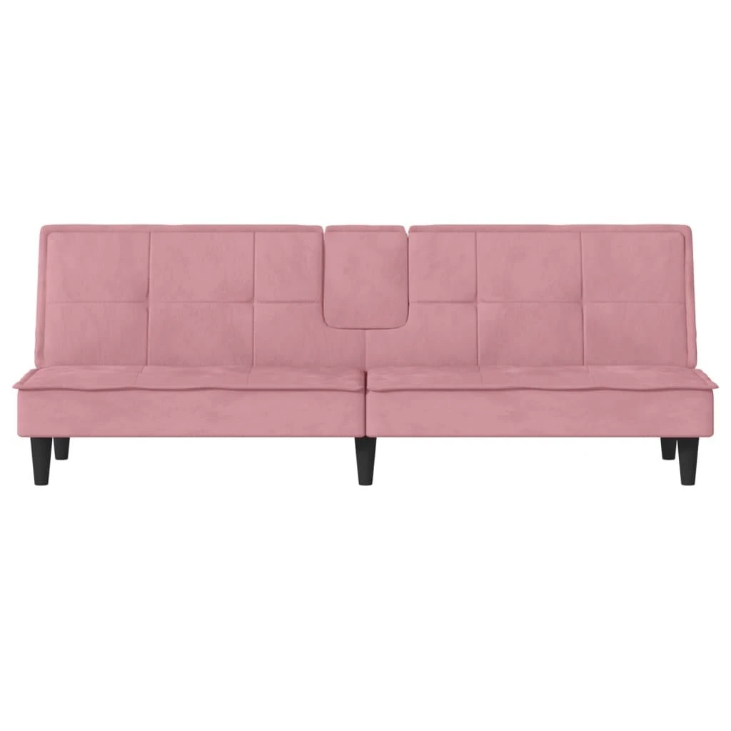 Sofa-lova su puodelių laikikliais, rožinės spalvos, aksomas