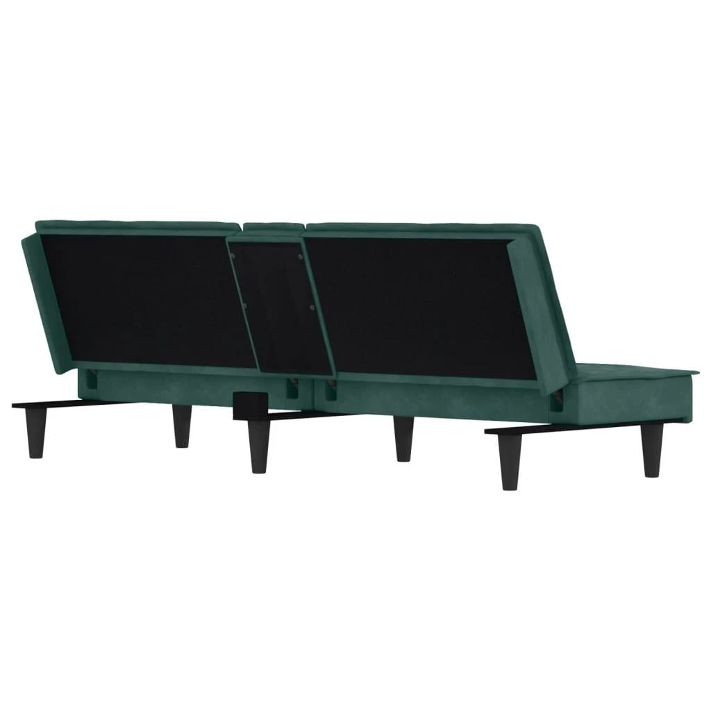 Sofa-lova su puodelių laikikliais, tamsiai žalia, aksomas