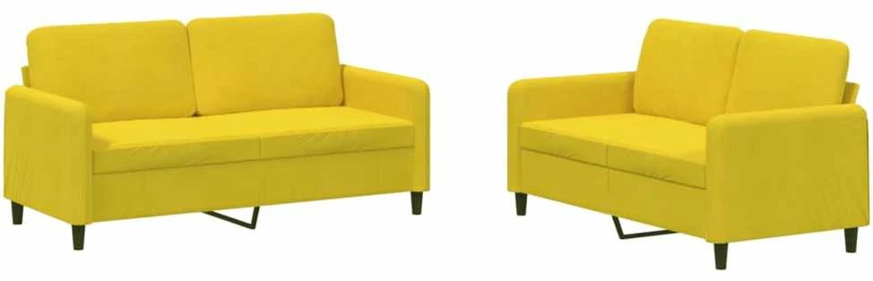 Sofa Sofos komplektas, 2 dalių, geltonos spalvos, aksomas