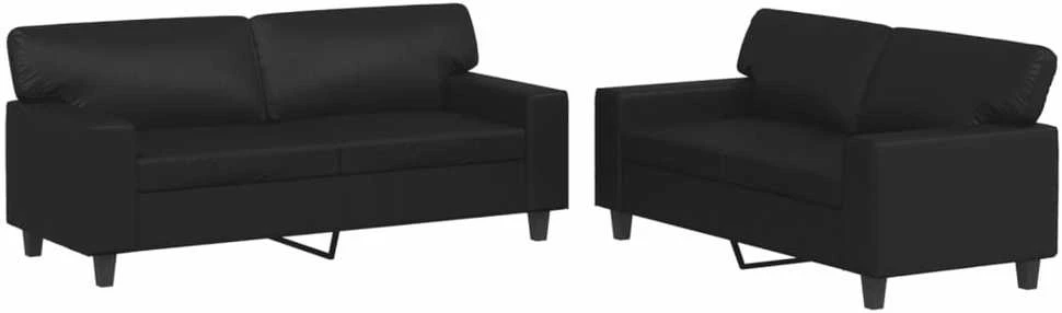 Sofa Sofos komplektas, 2 dalių, juodos spalvos, dirbtinė oda
