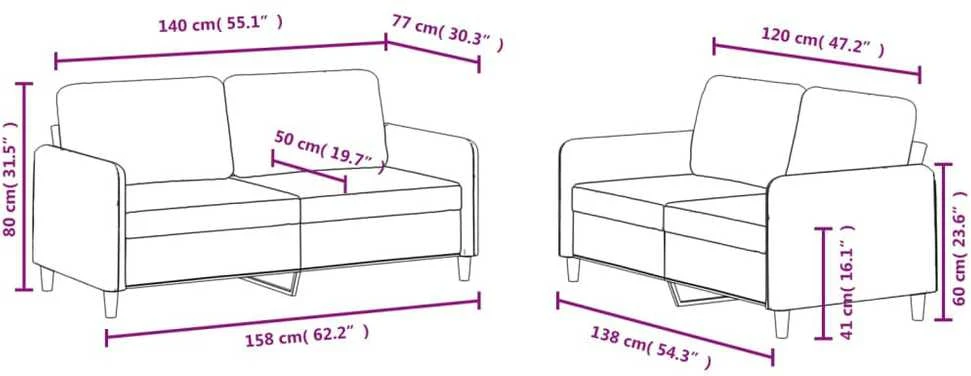 Sofa Sofos komplektas, 2 dalių, juodos spalvos, aksomas