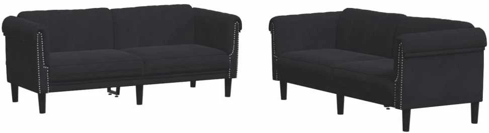 Sofa Sofos komplektas, 2 dalių, juodos spalvos, aksomas