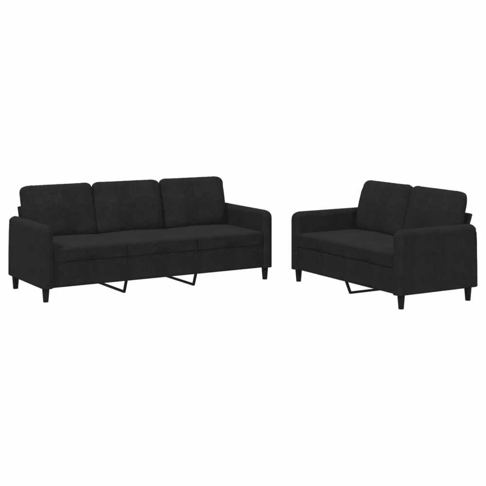 Sofa Sofos komplektas, 2 dalių, juodos spalvos, aksomas