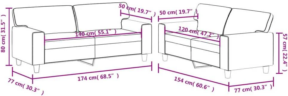 Sofa Sofos komplektas, 2 dalių, kapučino spalvos, dirbtinė oda