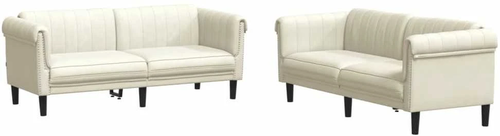 Sofa Sofos komplektas, 2 dalių, kreminės spalvos, aksomas