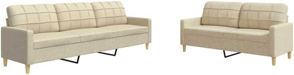 Sofa Sofos komplektas, 2 dalių, kreminės spalvos, audinys