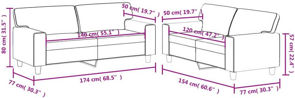 Sofa Sofos komplektas, 2 dalių, kreminės spalvos, dirbtinė oda