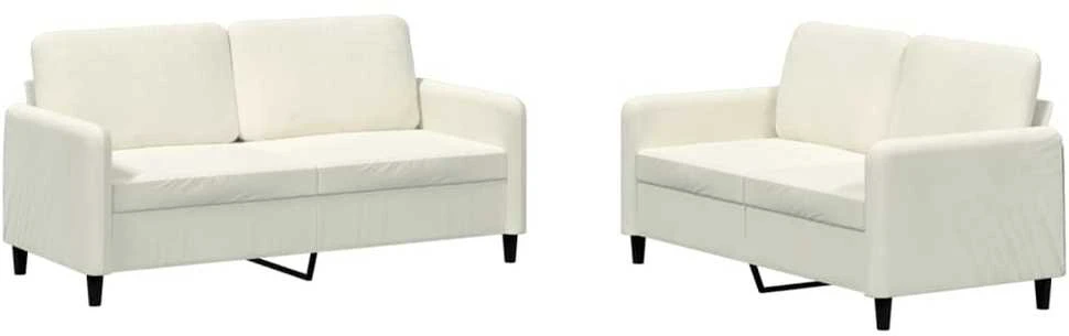 Sofa Sofos komplektas, 2 dalių, kreminės spalvos, aksomas