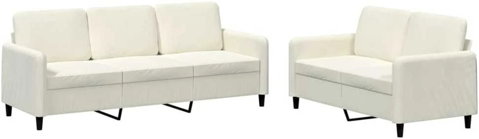 Sofa Sofos komplektas, 2 dalių, kreminės spalvos, aksomas