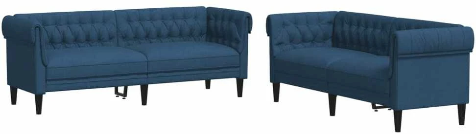 Sofa Sofos komplektas, 2 dalių, mėlynos spalvos, audinys