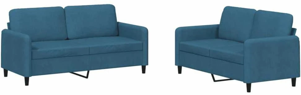 Sofa Sofos komplektas, 2 dalių, mėlynos spalvos, aksomas