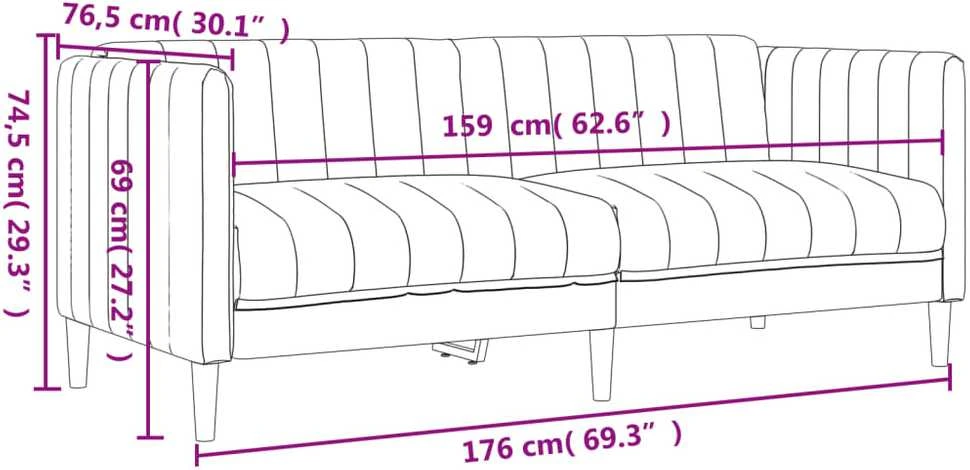 Sofa Sofos komplektas, 2 dalių, mėlynos spalvos, audinys