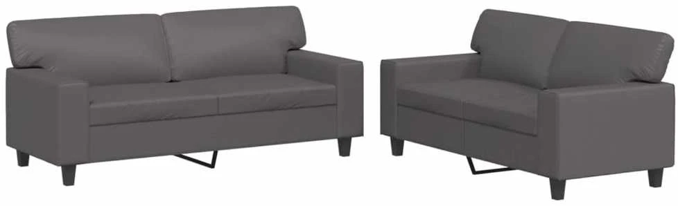 Sofa Sofos komplektas, 2 dalių, pilkos spalvos, dirbtinė oda