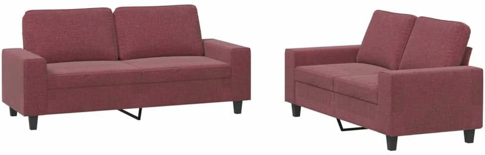 Sofa Sofos komplektas, 2 dalių, raudonojo vyno spalvos, audinys