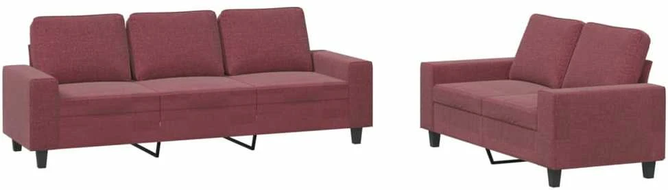 Sofa Sofos komplektas, 2 dalių, raudonojo vyno spalvos, audinys
