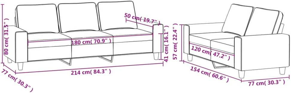 Sofa Sofos komplektas, 2 dalių, raudonojo vyno spalvos, audinys