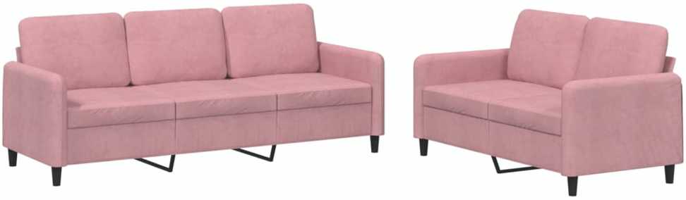 Sofa Sofos komplektas, 2 dalių, rožinės spalvos, aksomas