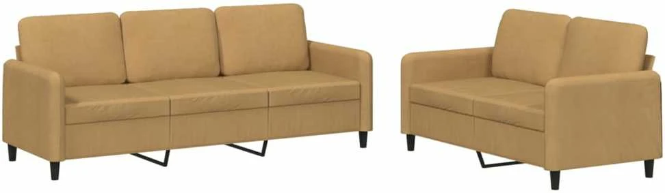 Sofa Sofos komplektas, 2 dalių, rudos spalvos, aksomas