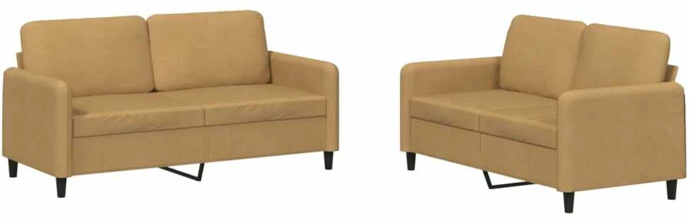 Sofa Sofos komplektas, 2 dalių, rudos spalvos, aksomas