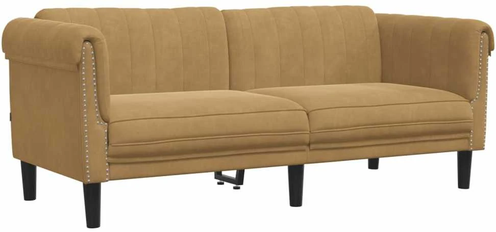 Sofa Sofos komplektas, 2 dalių, rudos spalvos, aksomas