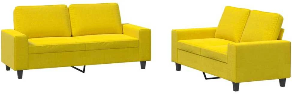Sofa Sofos komplektas, 2 dalių, šviesiai geltonos spalvos, audinys