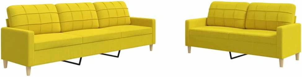 Sofa Sofos komplektas, 2 dalių, šviesiai geltonos spalvos, audinys